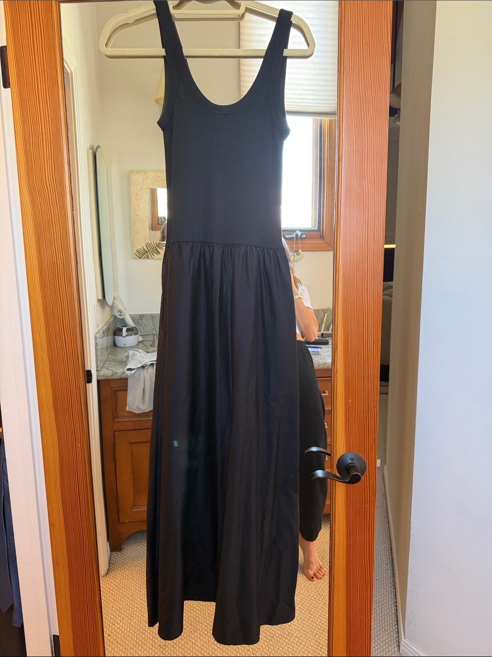 Black mixed media maxi dress